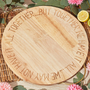 Family together wooden serving board