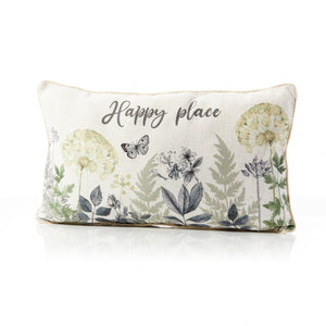 Sage spring cottage floral happy place cushion