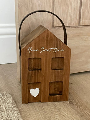 Rustic wood doorstop … home sweet home