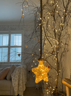 LED festive Hanging Star on chunky rope light
