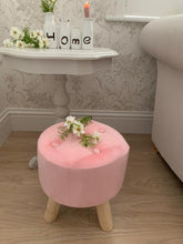 Load image into Gallery viewer, Button Velvet Stool ... Pink
