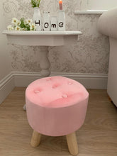 Load image into Gallery viewer, Button Velvet Stool ... Pink