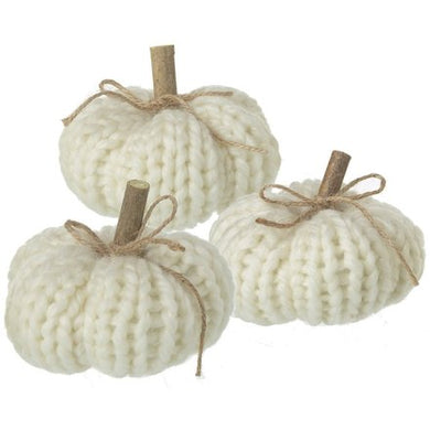 Knitted Pumpkin … Set of 3 White