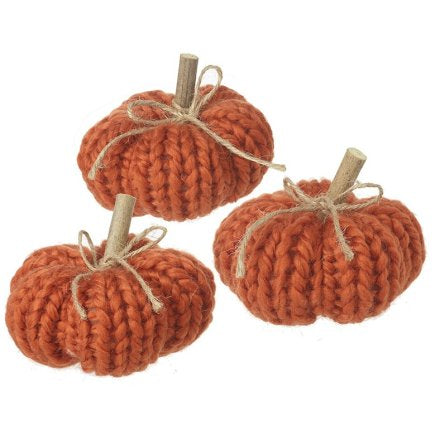 Knitted Pumpkin … Set of 3 Orange