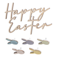 Load image into Gallery viewer, Wooden Happy Easter cake decorations
