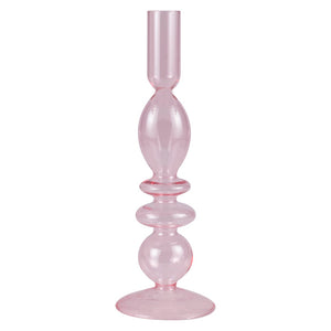 Pink glass candle holder