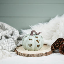 Load image into Gallery viewer, Sage green LED pumpkin