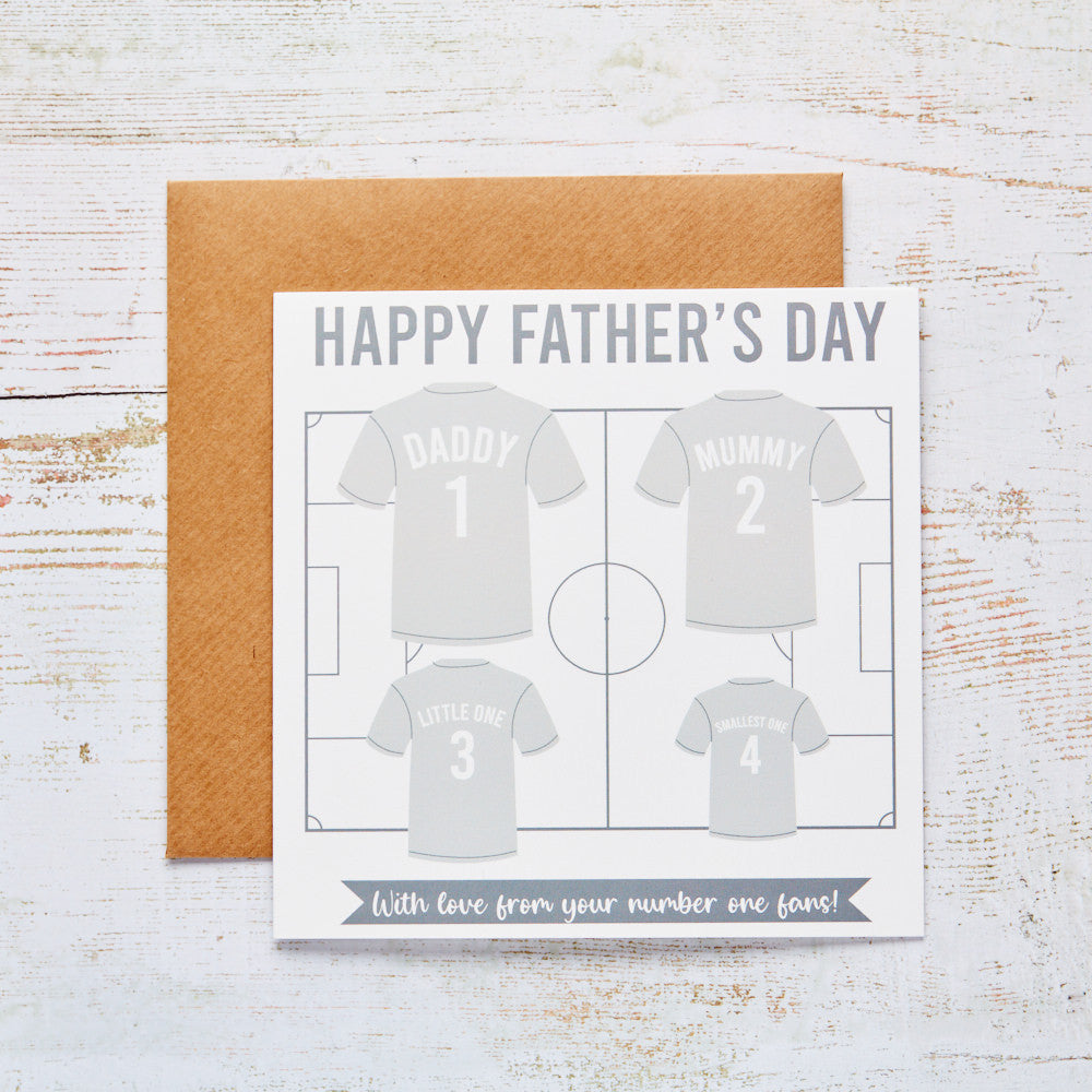 Dream team Fathers Day card - Family of 4