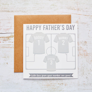 Dream team Fathers Day card - Family of 3