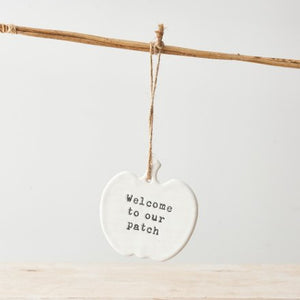 Ceramic pumpkin hanger … welcome to our patch