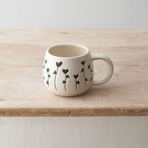 Heart floral mug … Black