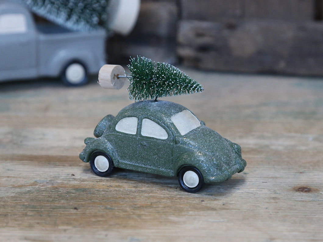 Festive Green resin Christmas car