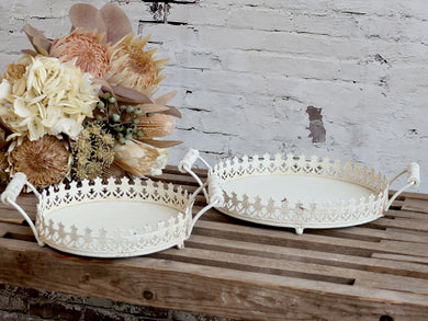 Round pretty detail tray with handles ... 2 sizes
