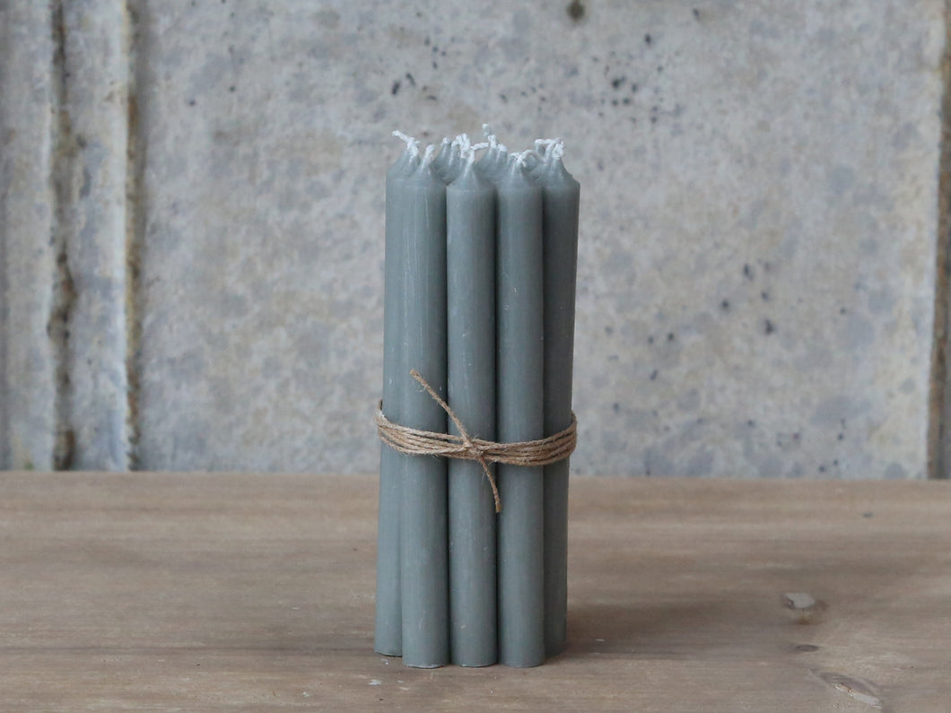 Taper Candles SHORT ... Set of 4 ... Grey
