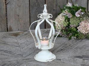 Crown Tealight Holder on Foot .... Antique Cream