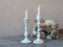 Load image into Gallery viewer, Vintage Cream Large Candlesticks ... Set of 2