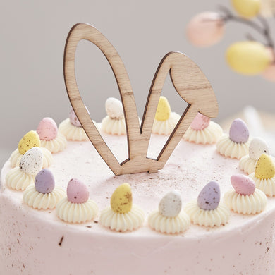 Wooden bunny ears cake topper