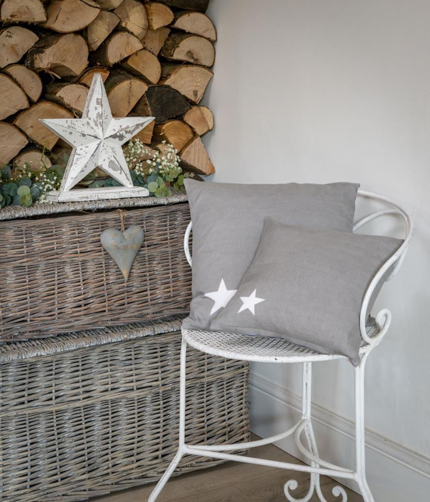 Dove grey star feather cushion ... Large 40cm