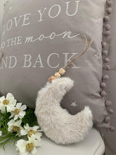 Load image into Gallery viewer, Fluffy white hanging Star / Moon