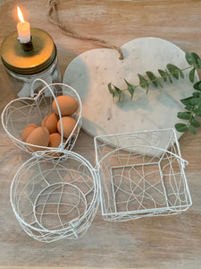 Pretty White Wired Baskets ... 3 shapes