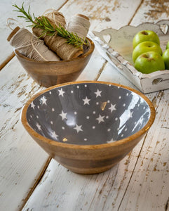 Enamel Star Wooden Bowl … 20cm