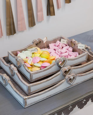 Trays ... pretty heart handle tea tray .... 3 sizes