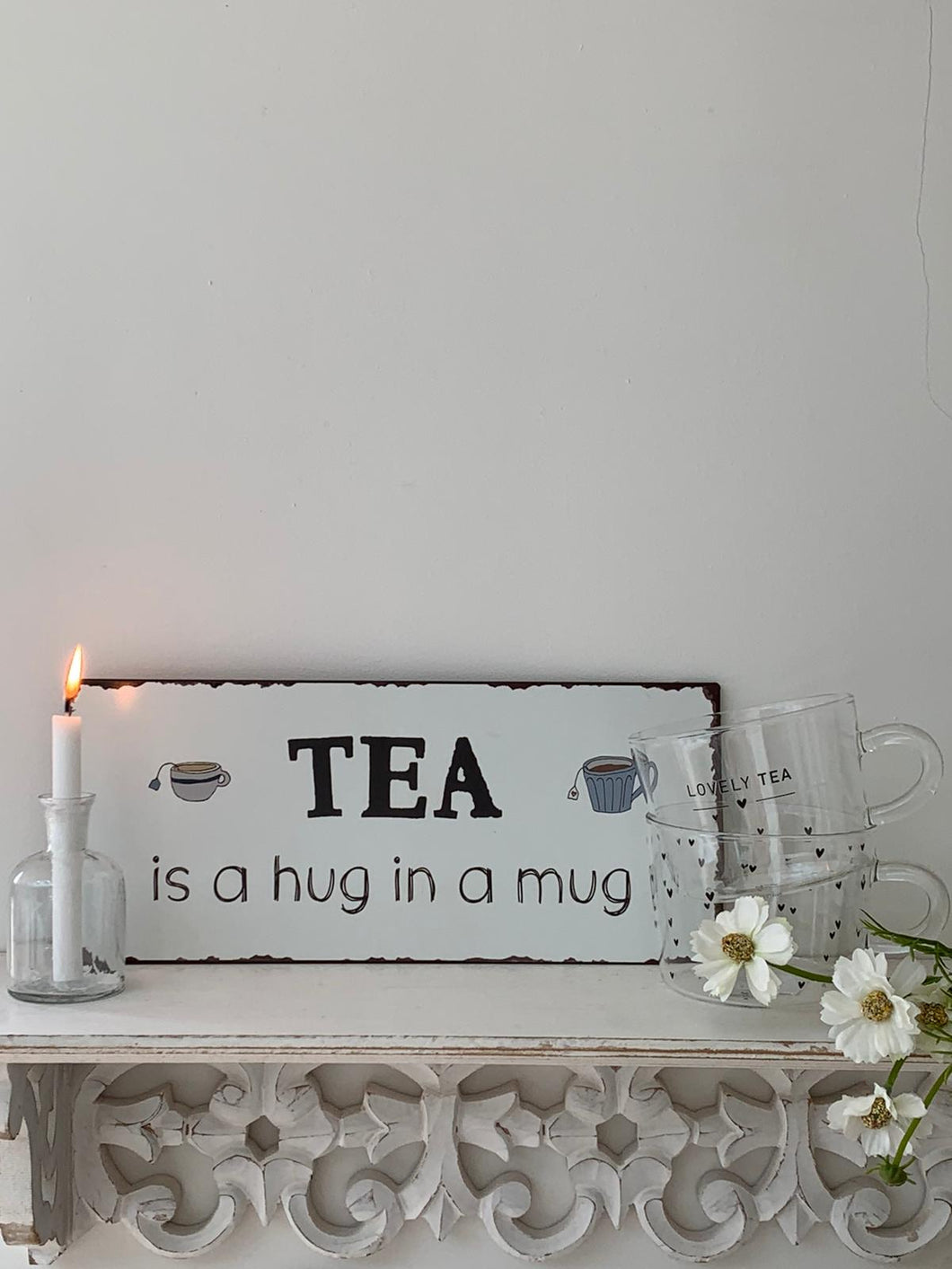 Tea is a hug in a mug metal foil plaque