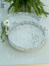 Load image into Gallery viewer, Floral &amp; Fretwork pretty white trays