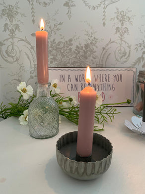 Scallop edge Candle Holder ... vintage grey