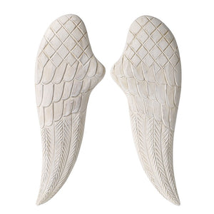 Chunky winter white wooden carved angel wings