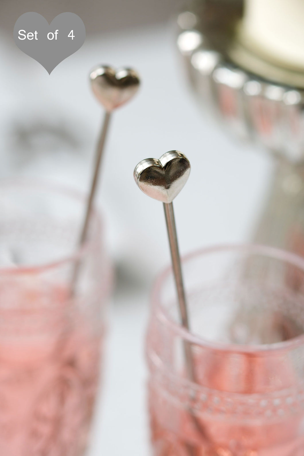 Heart swizzle sticks .. set of 4