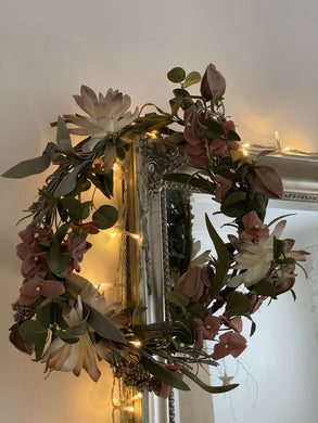 Pink & white Faux Flower wreath