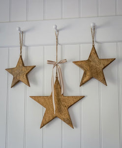 Hanging vintage natural wooden stars ... 3 sizes