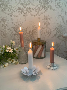 Floral Embossed Glass DINNER Candle Holder