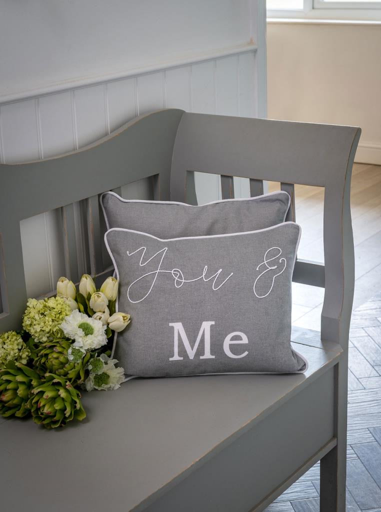 Dove grey feather You & me cushion