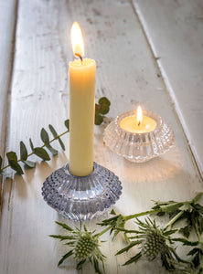 Glass 2 way candle holder … 2 colours Clear / Smokey Grey