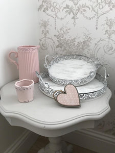 Rustic white round trays ... set of 2