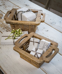 Wood & Rope Scandi Square baskets … set of 2