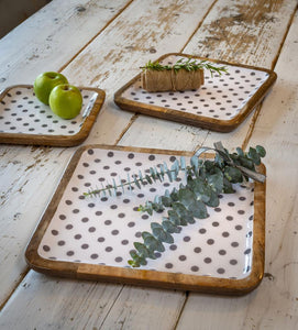 Enamel dot platter serving trays … 3 sizes