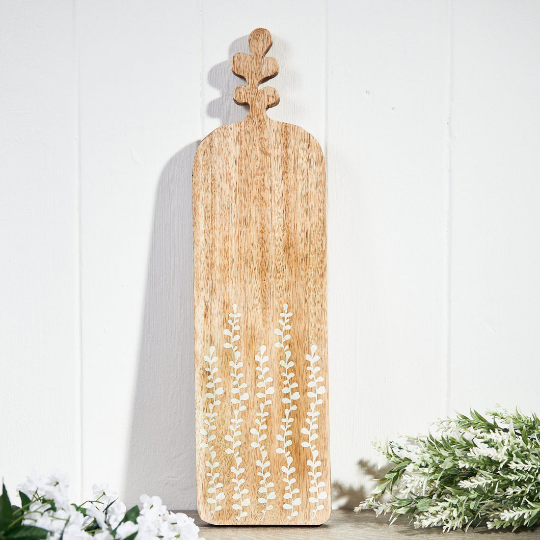 Engraved floral mango wood board