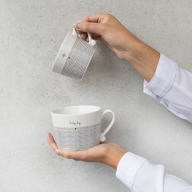 Lovely day neutral stripe mug