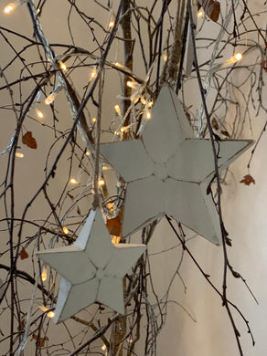 Chunky white Hanging stars ... Set of 2