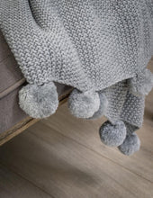 Load image into Gallery viewer, Pom Pom Knit Throw ... Grey