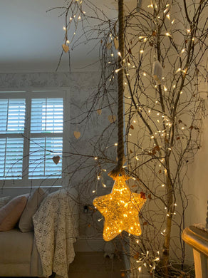 LED festive Hanging Star on chunky rope