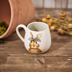 Spring floral crown bunny ceramic mug