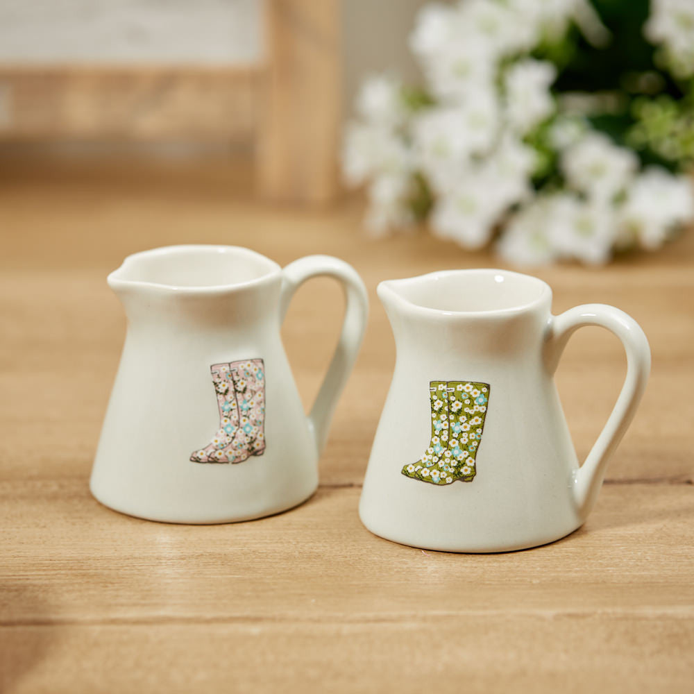 Spring floral welly milk jug … 2 colours