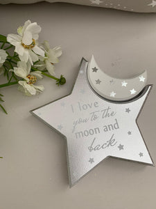 Mantel star ... Love you to the moon and back