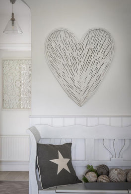 Large fine wicker heart ... White 70cm