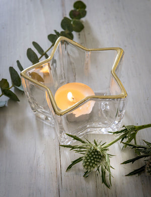 Clear Glass Star with Gold rim