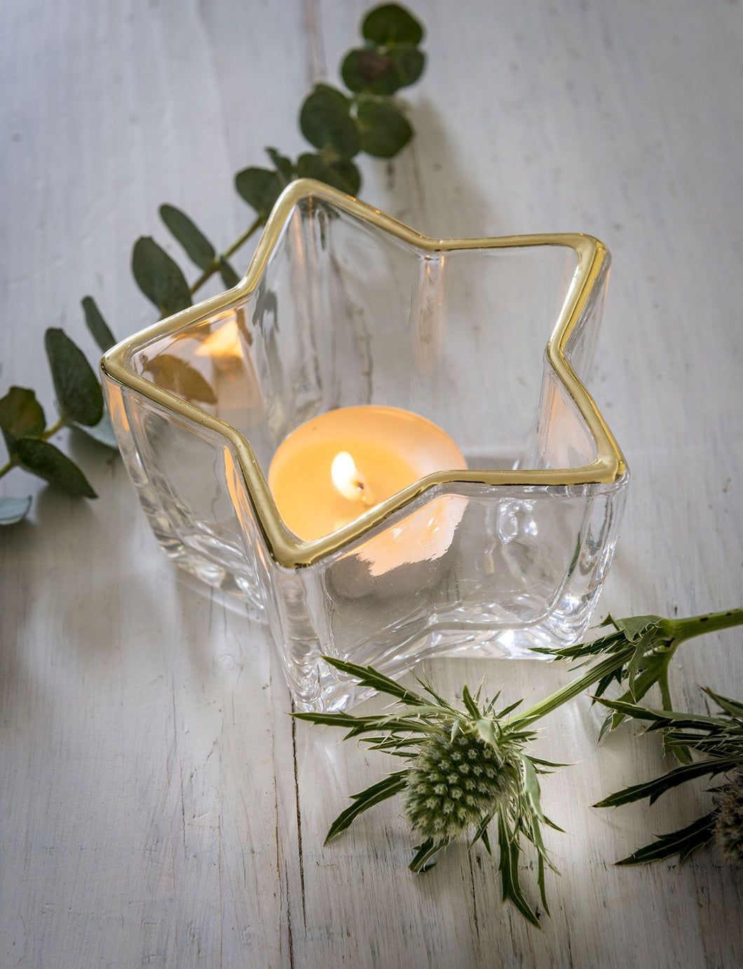 Clear Glass Star with Gold rim